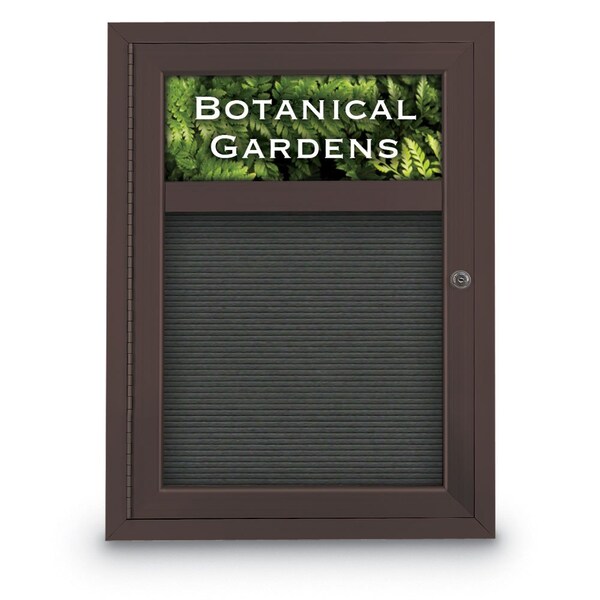 United Visual Products Indoor Enclosed Combo Board, 42"x32", Bronze Frame/Black & Amethyst UVCB4232BZ-BLACK-AMETHY - main